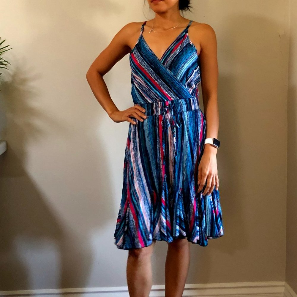 SEXY ANGASHION MULTI COLOR STRIP SPAGHETTI STRAPS AND TIE AT WAIST SIZE …